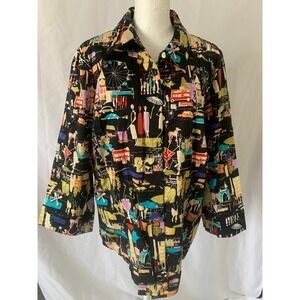 Stephanie Thomas Sport London City Novelty Print Shirt Black Multi Size 14/16